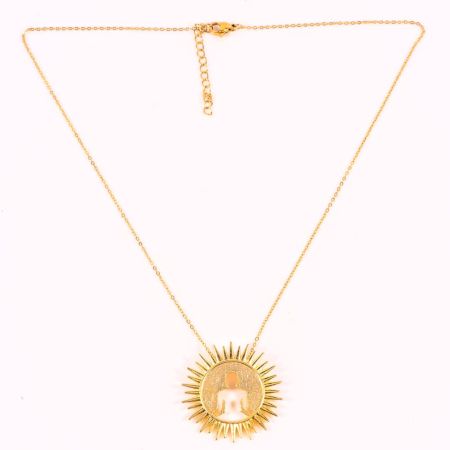 Handmade Brass Necklace with Buddha Charm Pendant and 22k Gold Plating